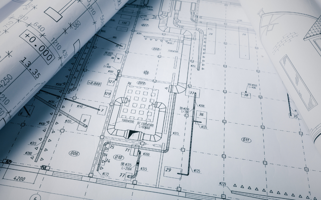 Unrolled blueprints of an open store remodel floorplan
